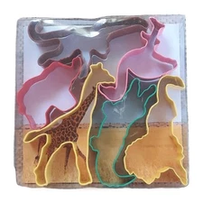 R&M International Safari Animal Cookie Cutter Set–6-Pc.-Polyresin Coated Steel