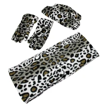 Leopard Print Winter Hat, Scarf & Gloves Set – Soft Fleece – Women’s 3-Piece
