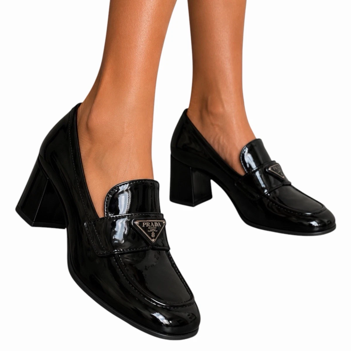 靴 PRADA Square Toe Leather Low Heels PRADA Patent Leather Heels Square Toe for Women for sale | eBay