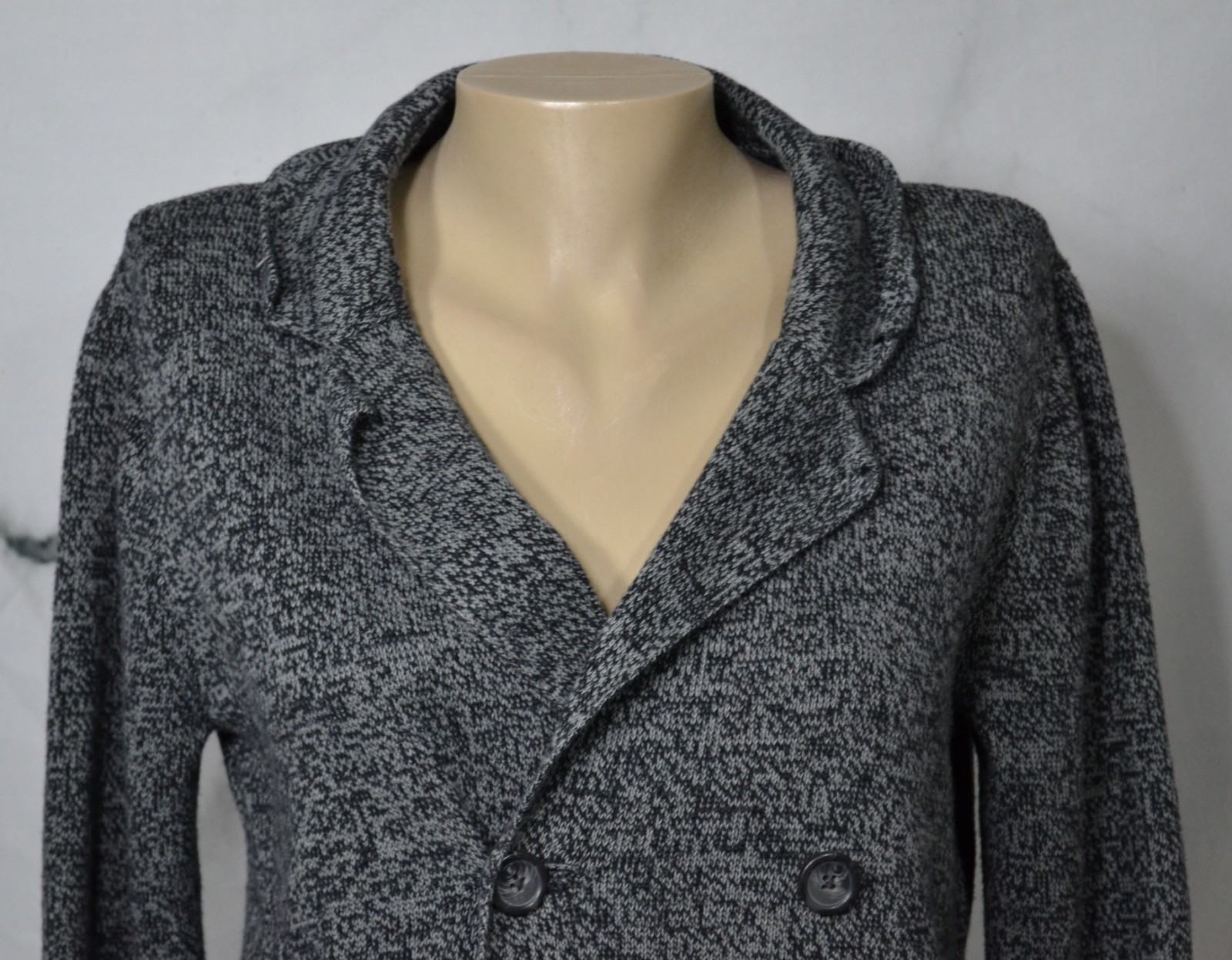 EXPRESS Black Gray Marled Buttoned Collared Cardi… - image 2