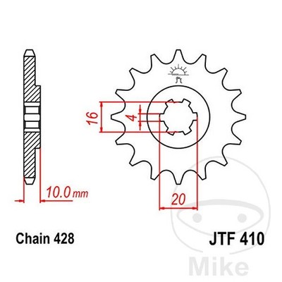 48837-Grobgang-Übertragungsritzel 13T 428 6 kompatibel mit SUZUKI TU 125 XTU 80