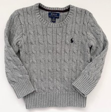 Polo Ralph Lauren Boys Cable Crew Sweater Pullover Size Toddler Kids 3T Grey