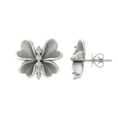 Sterling Silber runde Lab gezüchtete Diamant Schmetterling Ohrstecker für Frauen
