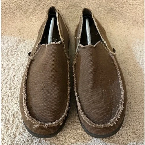 Zapatos Mocasines Crocs Santa Cruz Marrón Lona Sin Cordones Para Hombre Talla 14 Informales Cómodos Foto 3 de 4