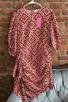rhode pia dress pink Rhode Pia Dress in LOTUS BLOCK HOT PINK