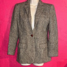 Ralph Lauren wool grey  cream preppy academia Herringbone Blazer. Sz 2P