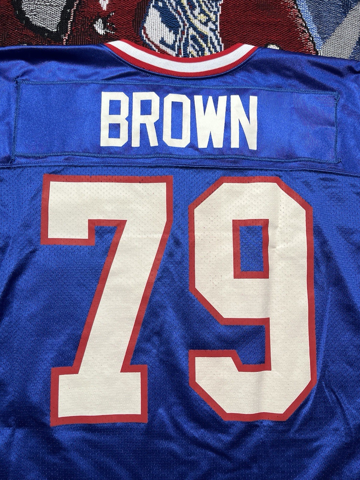 Vintage Buffalo Bills Logo Athletic Jersey Ruben Brown #79 Pro Cut Size 52