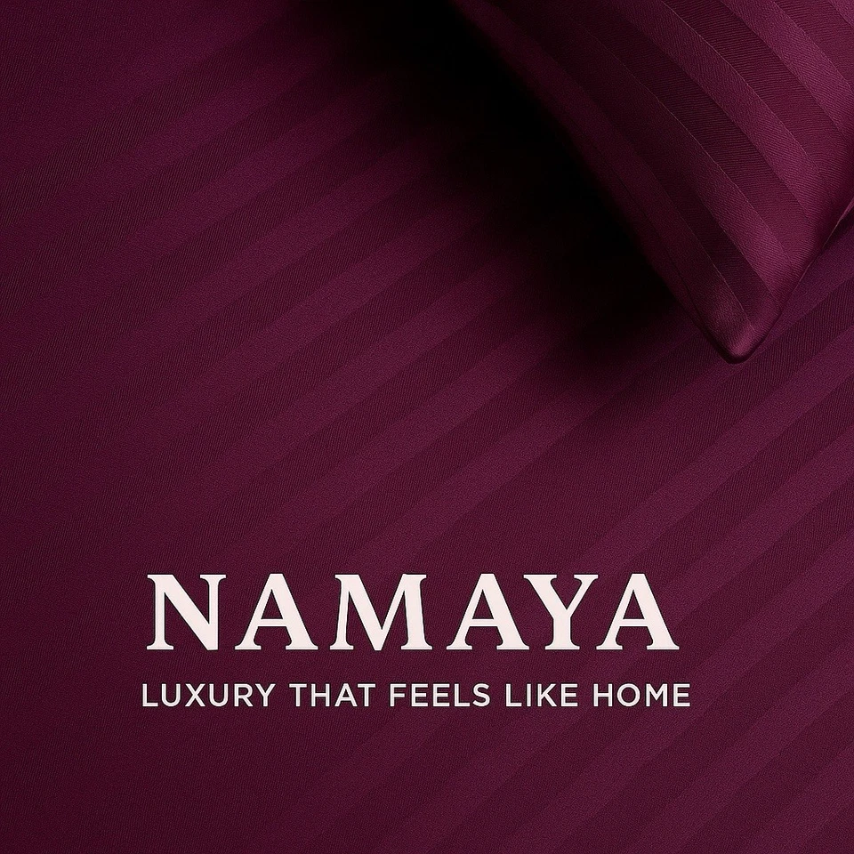 NAMAYA Deep Purple Cotton Bedsheet Set 200x200cm with 2 Pillowcases –Soft Luxury - Bild 3 von 4