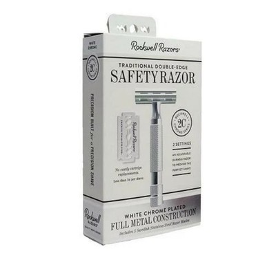 Rockwell Razors, 2C WHITE CHROME Finish Adjustable Safety Razor - 5 Blades