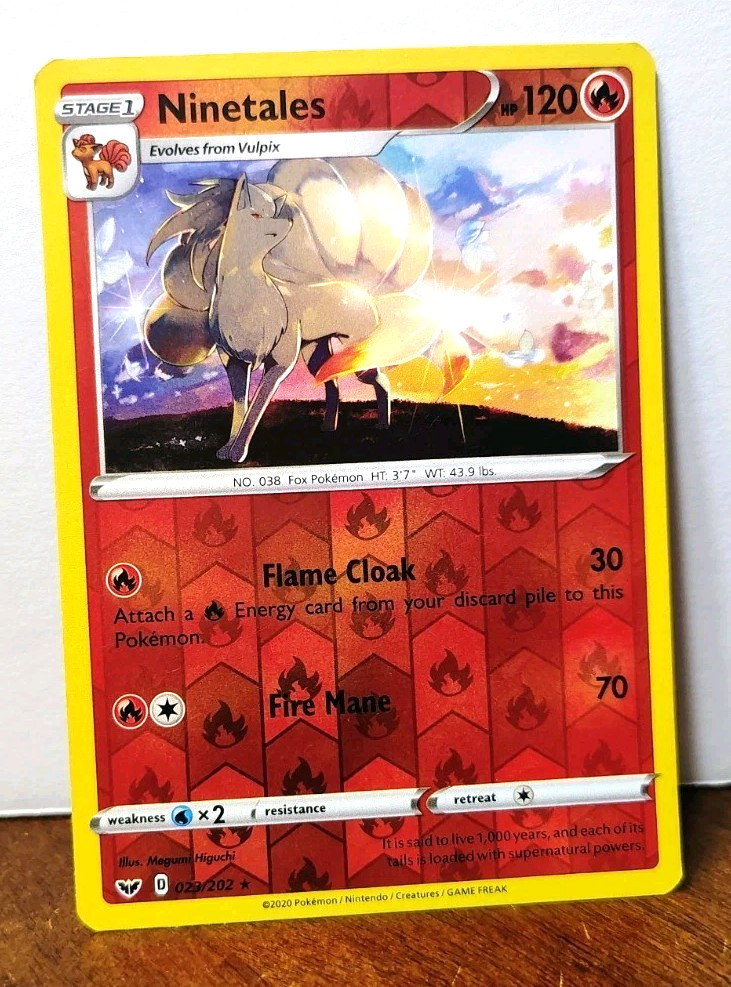 POKEMON NINETALES 023/202 REVERSE HOLO RARE SWORD & SHIELD LP
