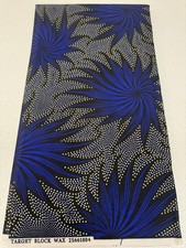 Polyester African Wax Prints Fabrics-Azure Blue Yellow White Black