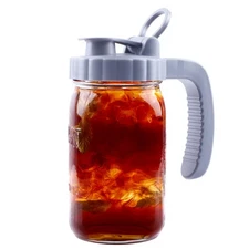 Mason Jar Pitcher 32 OZ With Pour Spout Lids Wide Mouth Breast Milk Pitcher 1...