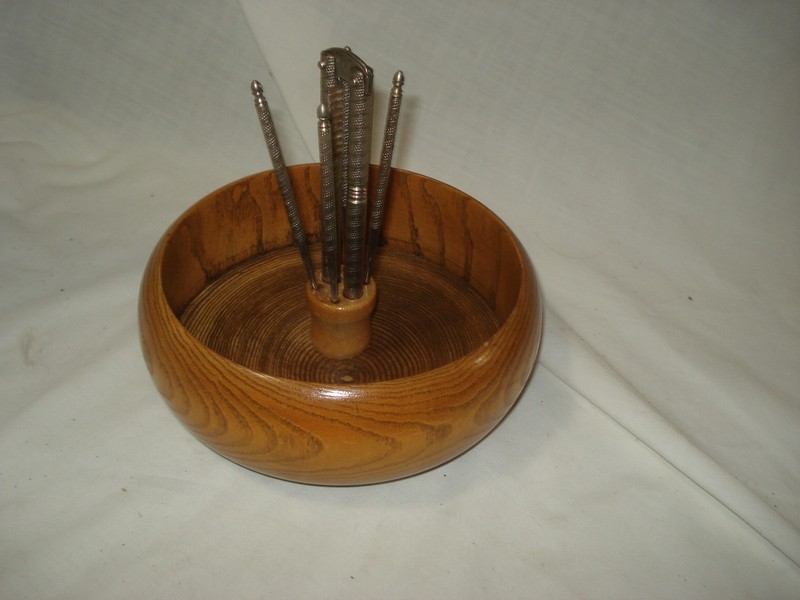 Vintage Wood Nut Cracking Bowl Tree Carved  Cottagecore Christmas MCM 50s