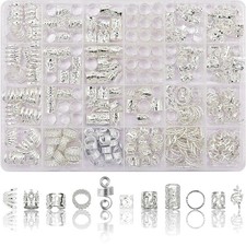 SVNMU 280 Pcs Silver Hair Jewelry for Braids Dreadlock Locs Metal