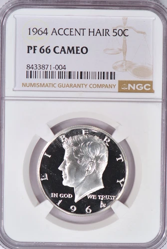 1964 ACCENT HAIR Kennedy Half Dollar Proof NGC PF 66 CAMEO PR 66 CAM Frosty Coin