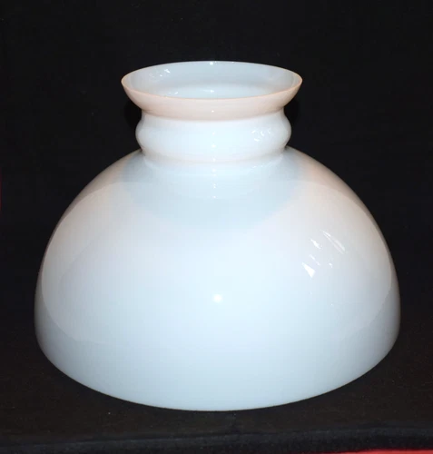 VINTAGE WHITE MILK GLASS DOME GWTW HURRICANE LAMP SHADE 9 7/8" FITTER