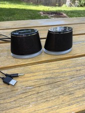 Amazon Basics USB Plug-n-Play Computer Speakers PC Laptop Black - Set of 2