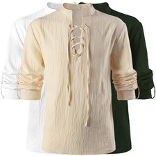 Men Women Medieval Gothic Costume Performance Cosplay Vampire Shirt Long Sleeve