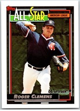 #405 Roger Clemens, Boston Red Sox - All-Star 1992 Topps Gold Winner base