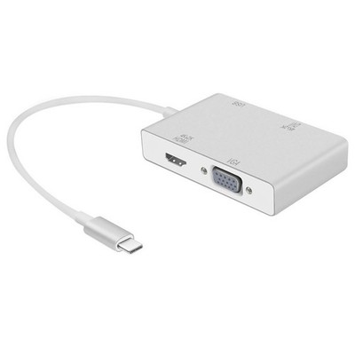 4 in 1 USB-C Type-C to 4K HDMI VGA DVI Converter USB 3.0 Port Hub Adapter Cable