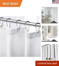 White Waffle Shower Curtain 72x72 - Elegant Water Repellent Design for Bathrooms
