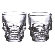 Skull Shot Glasses, 60ml x 2 Glass, Tequila, Whisky Halloween Party Skull Gifts