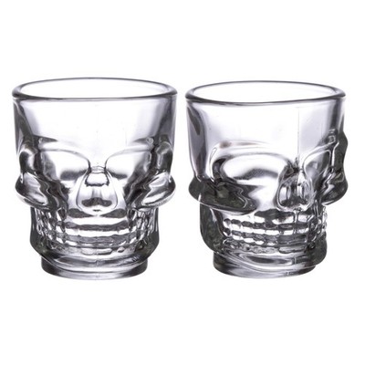 Puckator Schnapsgläser Skull, 60ml je Glas x 2, Klare Tequila Whisky Halloween