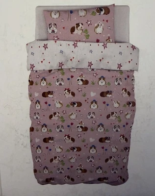 Pink Guinea Pig Reversible Duvet Set -Single