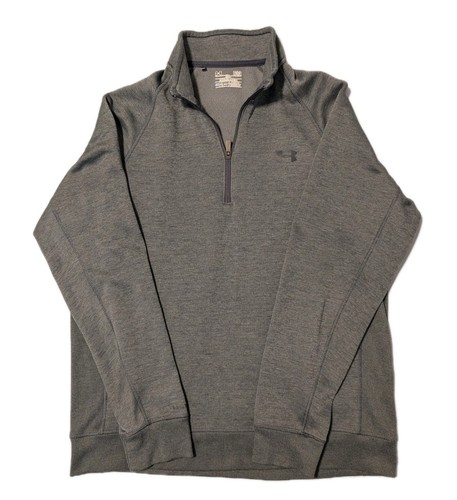 Under Armour Cold Gear Storm Mens Large 1/4 Zip Pullover Loose Gray Sweater