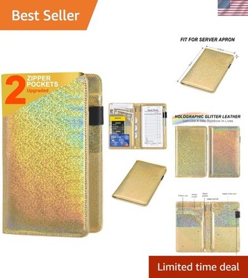 Server Books for Waitress - Glitter Leather Waiter Book Server Wallet with Zi...