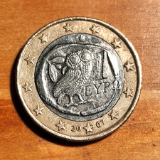 Circulated Coin Greece, 1 Euro, 1 EYPO 2007  Owl 