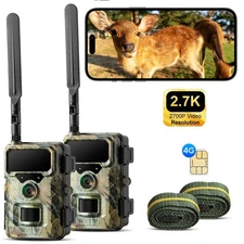 2 Pack Campark 4G LTE Cellular Trail Camera 2.7K Video 32MP Image Game Hunting
