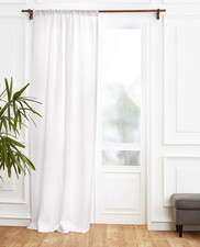 Elegant White Linen Curtain, 52x63 Inch Light Filtering Rod Pocket Treatment