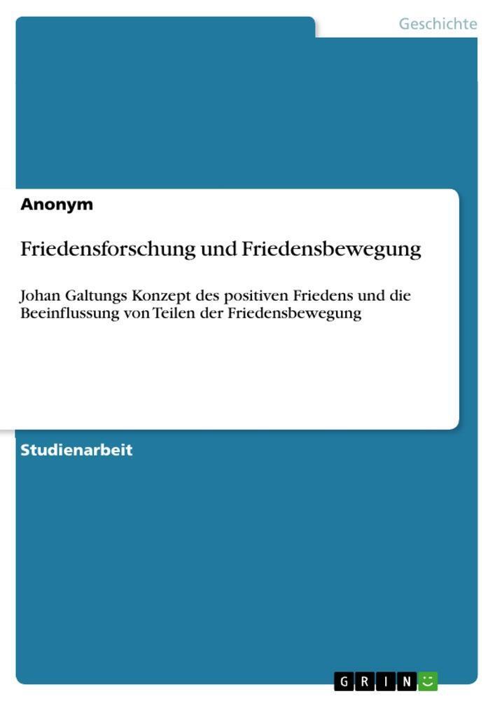 Thumbnail - Anonymous | Friedensforschung Und Friedensbewegung | Taschenbuch |