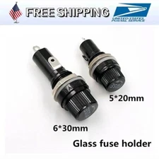 5/10Pcs Panel Mount Screw Cap Fuse Holder Case Glass Tube Fuses 5x20mm 6*30mm