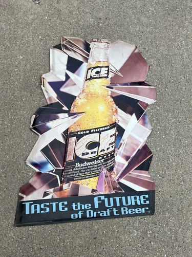 Vintage Bud Ice Tin Metal Draft Beer Sign Budweiser (Minor Damage)