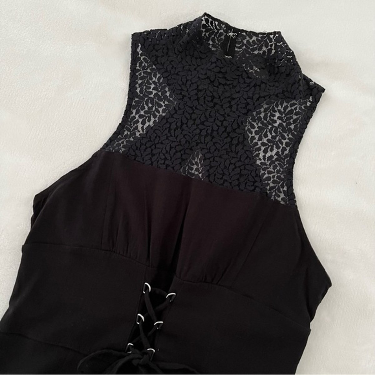 Free People High Society Lace Bodycon Dress Corset Front in Black, Size M  NWT | eBay