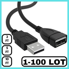 USB Extension Cable USB A to USB A Male to Female Extender Long Cord 3-10FT Lot