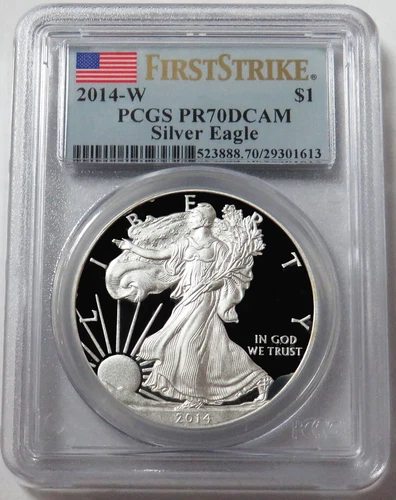 2014 W AMERICAN SILVER EAGLE $1 PROOF 1 oz COIN PCGS PF 70 DCAM FIRST STRIKE