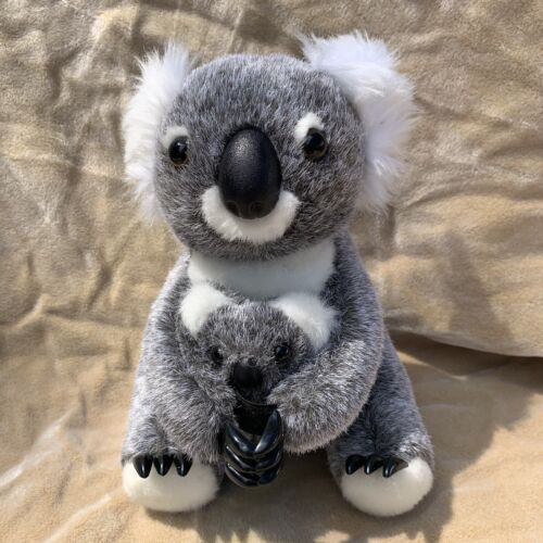 1980s Mummy Koala Bear Holding Baby Gray Soft Plush Toys Vintage Australian