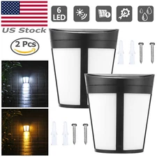 Solar Power 6LED Wall Mount Light Outdoor Garden Path Fence Yard Patio Lamp