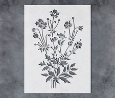 Large Flower Anemone Stencil Template Reusable for Floral Wall Art, DIY Crafts,