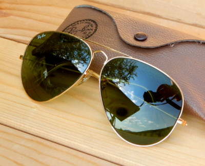 Ray-Ban Aviator Sunglasses Vintage B&L 62mm Black Chrome Green Pilot 62 □ 14 Vintage Ray Ban B&L L2114 Outdoorsman II Aviator Sunglasses  main image 2
