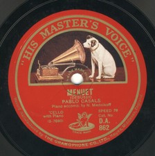 Pablo Casals Cello spielt Debussy Menuet und Hillemacher Gavotte tendre 78 rpm