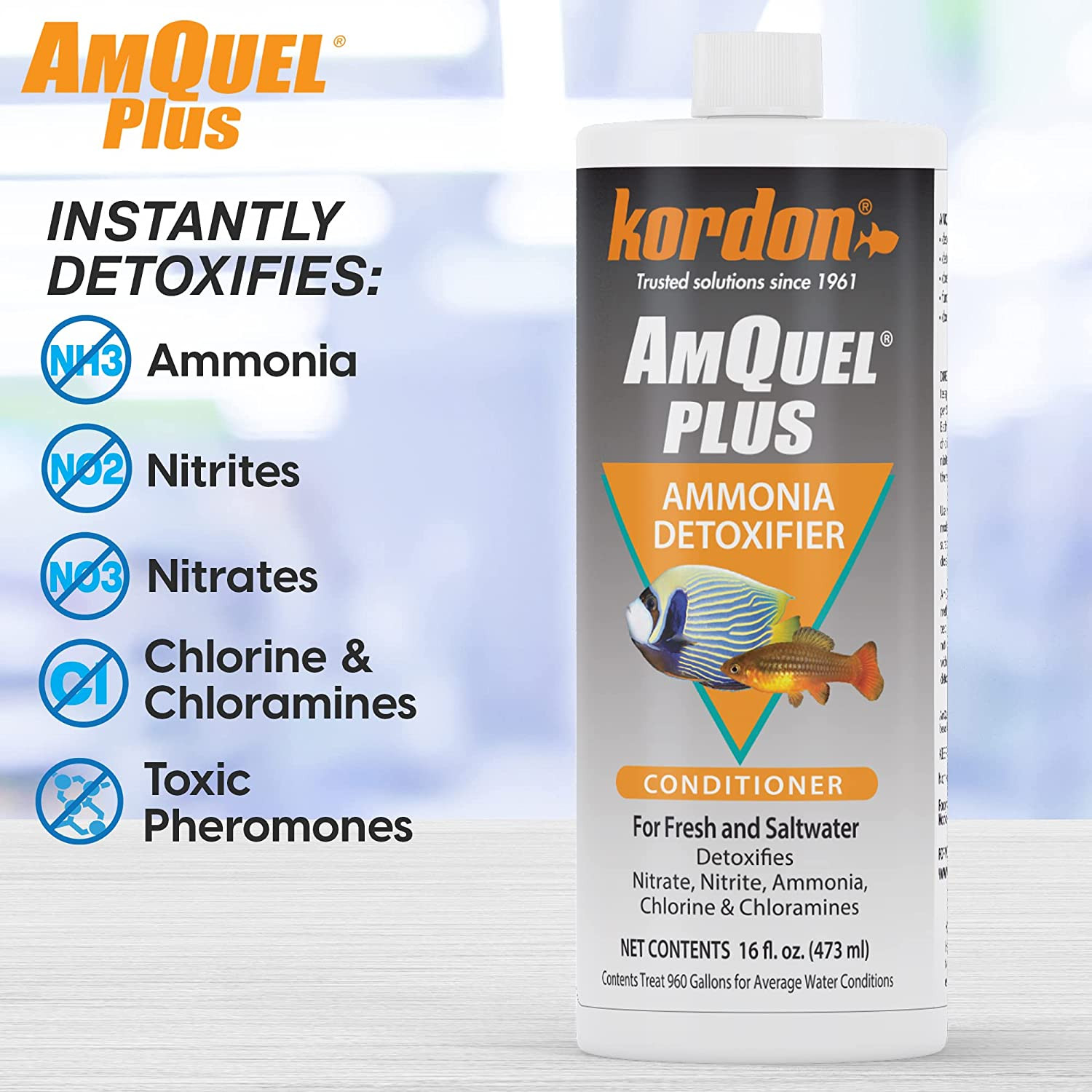 Amquel plus Aquarium Water Conditioner - Instantly Detoxifies Ammonia, Nitrite,