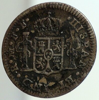 1782 MEXICO w SPAIN King CHARLES III Silver Antique 1/2 Half-Real