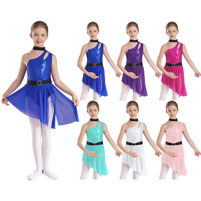 Kids Girls Metallic Dance Dress - Sleeveless Lyrical Worship Celebration Costume