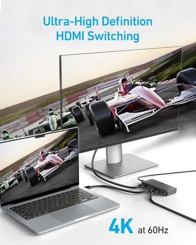 Przełącznik HDMI Anker 4K@60Hz Przełącznik Splitter 4-w-1 Wyjście do laptopów / PC / Xbox / TV - Zdjęcie 4 z 7