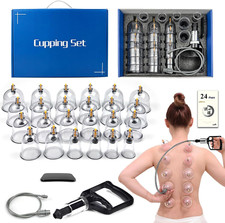 24 Cups Cupping Therapy Set with Pump - Acupoint Cupping Home Therapy Tools