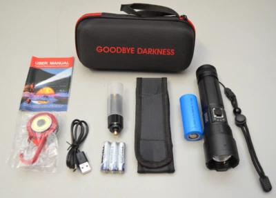 BUCASA LED Taschenlampe Aufladbar 20000 lm Extrem Hell 5 Modi Zoombar Powerbank